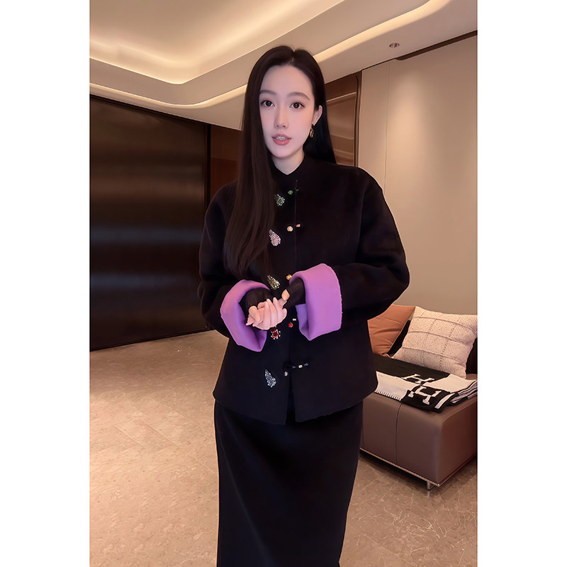 大李plus“双色两面穿”国风盘扣钉珠葫芦100羊毛呢外套-D601007,女装/女士精品,毛呢外套,淘宝优惠券,粉丝福利购,淘宝优惠卷