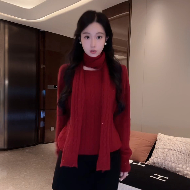 圣诞系列山羊绒羊毛混纺绞花针织