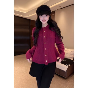 大李plus“闪闪绞花毛衣”兔绒羊毛混纺收腰针织女装-D5SZ8266