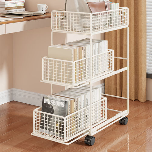 书包置物架抽屉式桌下储物盒学生移动书架工位滑轮书本收纳小推车