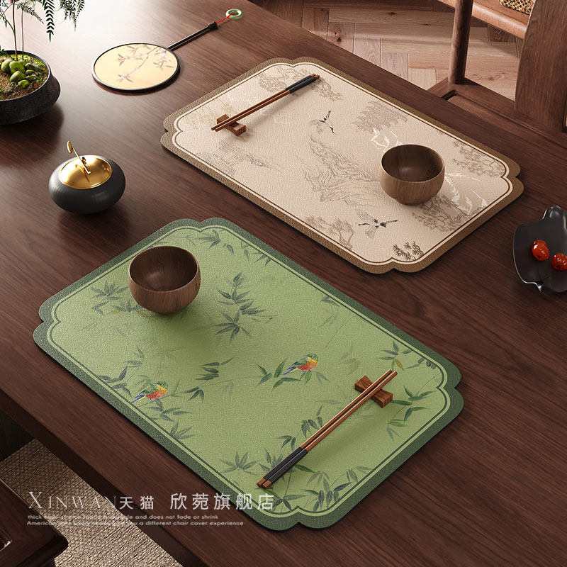 新中式餐垫防水防油防滑餐垫隔热防烫防油西餐垫茶具餐具垫子家用,居家布艺,餐垫,淘宝优惠券,粉丝福利购,淘宝优惠卷