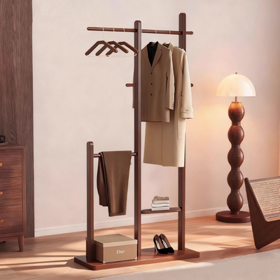 轻奢高级实木落地挂衣架卧室2025新款室内立式衣服置物家用衣帽架