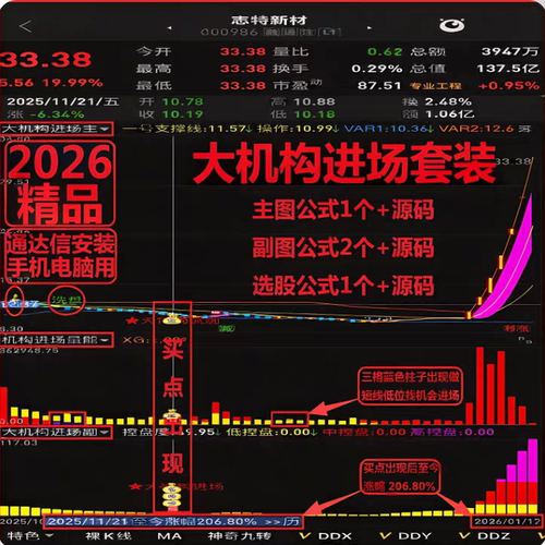 2026大机构进场套装通达信主副图选股源码精准低位启动波段中短线
