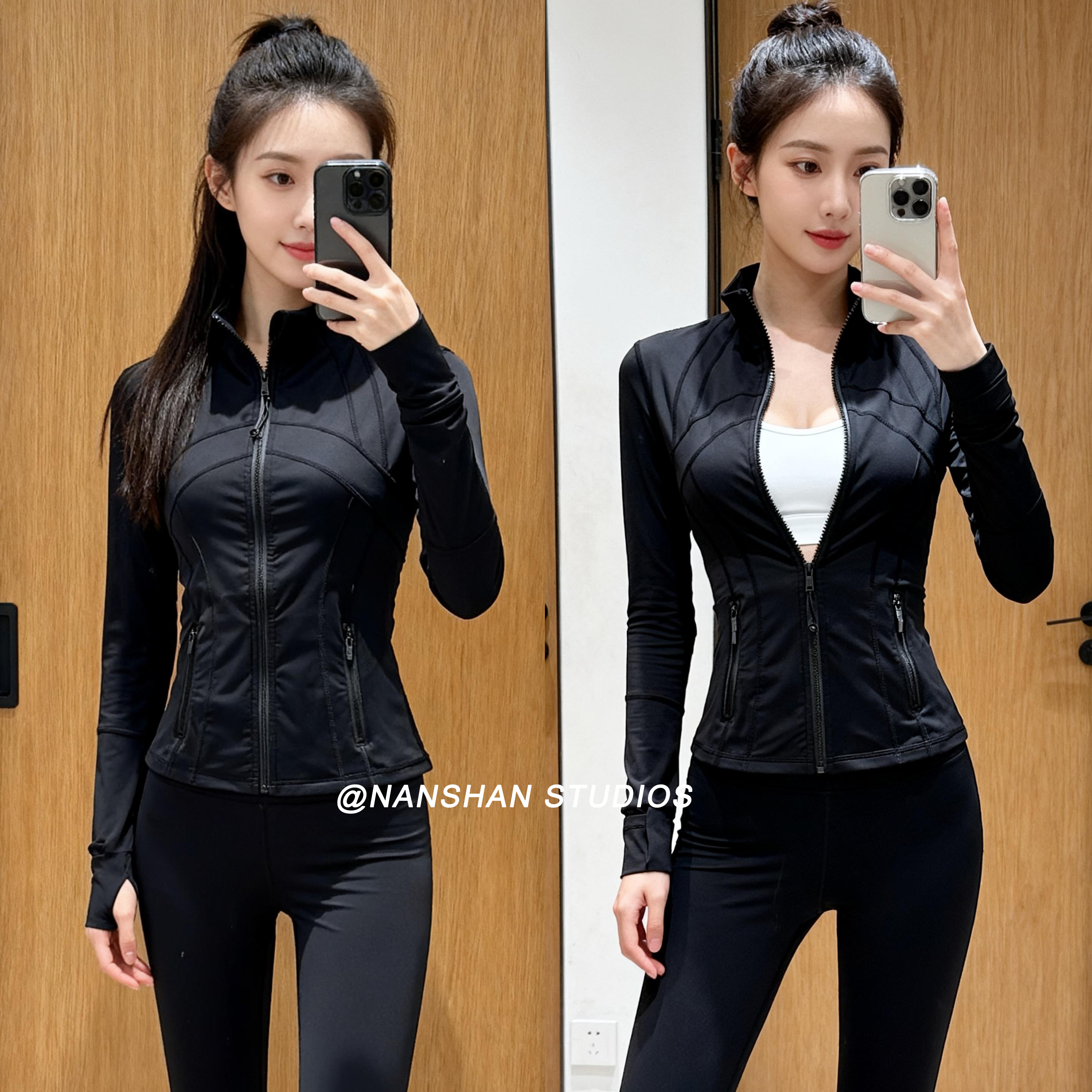 LL瑜伽服外套女士秋冬加绒休闲运动夹克修身显瘦defne防晒上衣