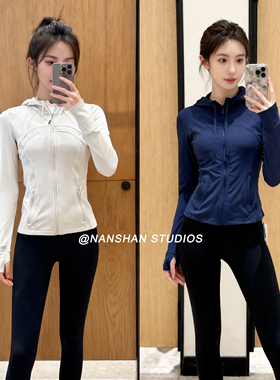 瑜伽外套女长袖跑步运动连帽衫夏季defin速干防晒健身服上衣