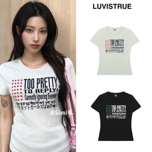 somi家 韩国直邮luv is true美式复古星星字母印花短袖T恤 26ss