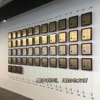 亚克力广告牌展板钢丝吊悬挂墙双层夹画海报框公司宣传板展牌定制