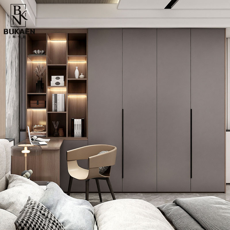 轻奢衣柜书柜组合侘寂风转角衣橱