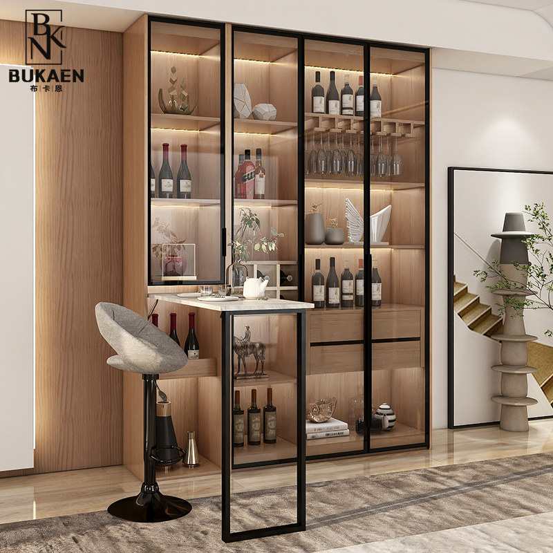 轻奢小酒柜带折叠吧台桌子一体靠墙现代简约客厅家用隔断柜吧台柜