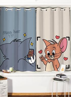 全窗帘遮光QCI个性卧室儿童房避光防隔热100不透光卡通爱遮阳光可