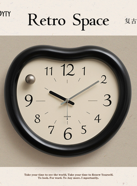 TEBO免打孔中古风钟表挂钟客厅高级感2026新款艺术创意挂墙时钟