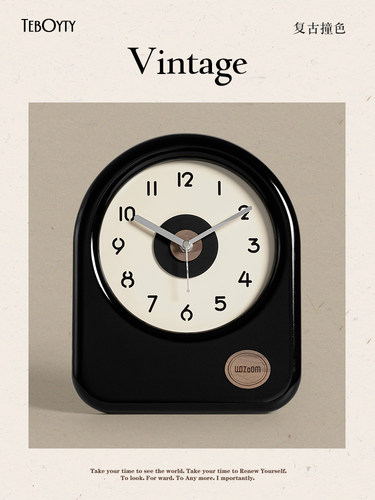 Tebo法式覆古客厅桌面时钟简单装饰入口电视柜大气桌面装饰黑色和