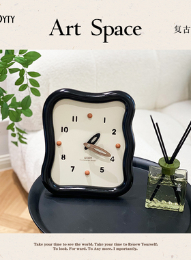 TEBO家居卧室奶油风时钟客厅玄关装饰品电视柜座钟桌面摆件