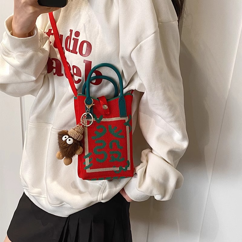 【原创设计】韩版针织手提包女