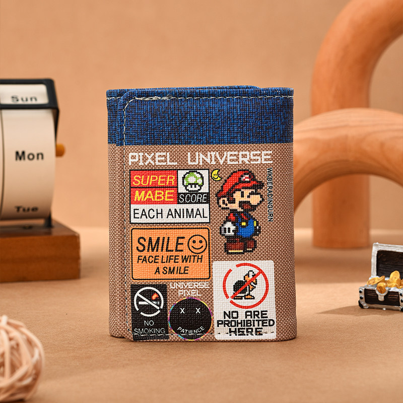 马里奥钱包男青少年钱包儿童学生随身小钱包大学生创意钱包年轻人