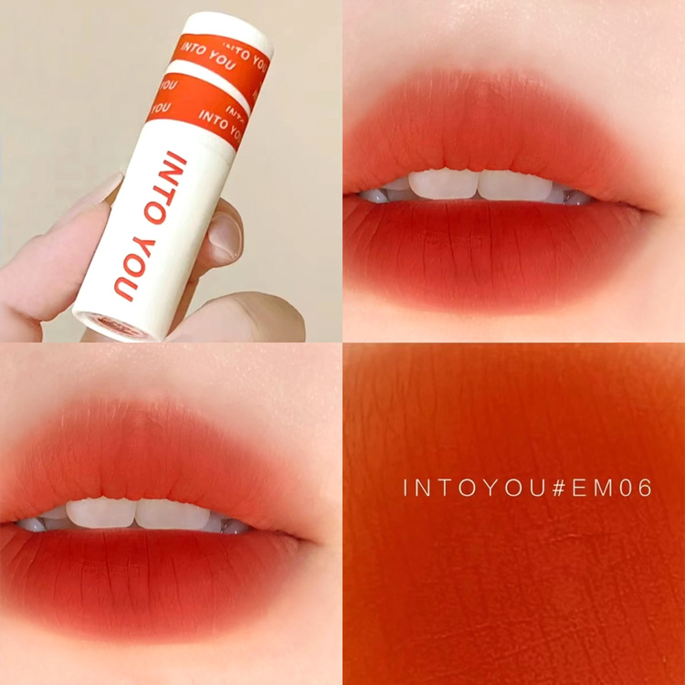 intoyou唇泥em06烤番茄胡萝卜橘棕色口红女主角空气唇釉