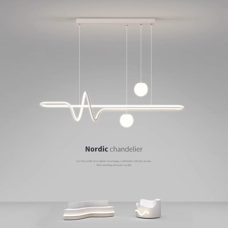 餐厅吊灯北欧风极简现代简约创意设计师款饭厅餐桌吧台长条一字灯