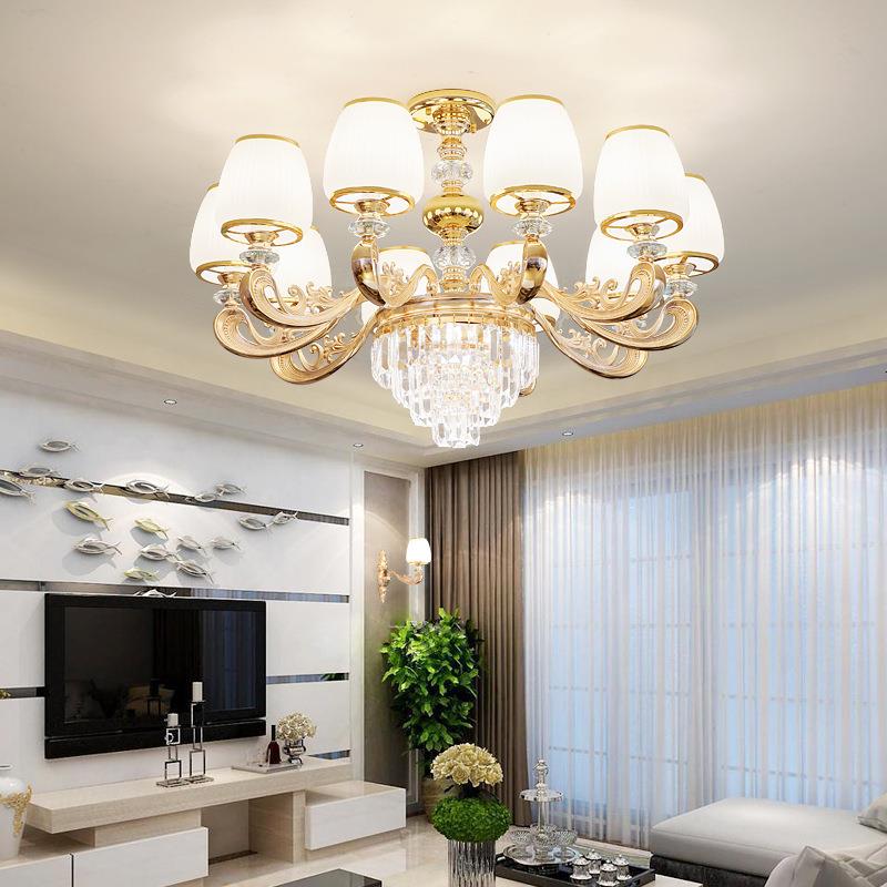 欧式吊灯客厅奢华大气家用简约现代餐厅书房卧室新款双色套餐灯具