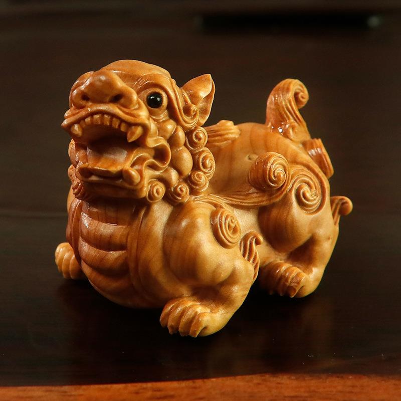 黄杨木雕摆件雕刻工艺文玩手把件木质雕刻家居饰品天禄貔貅