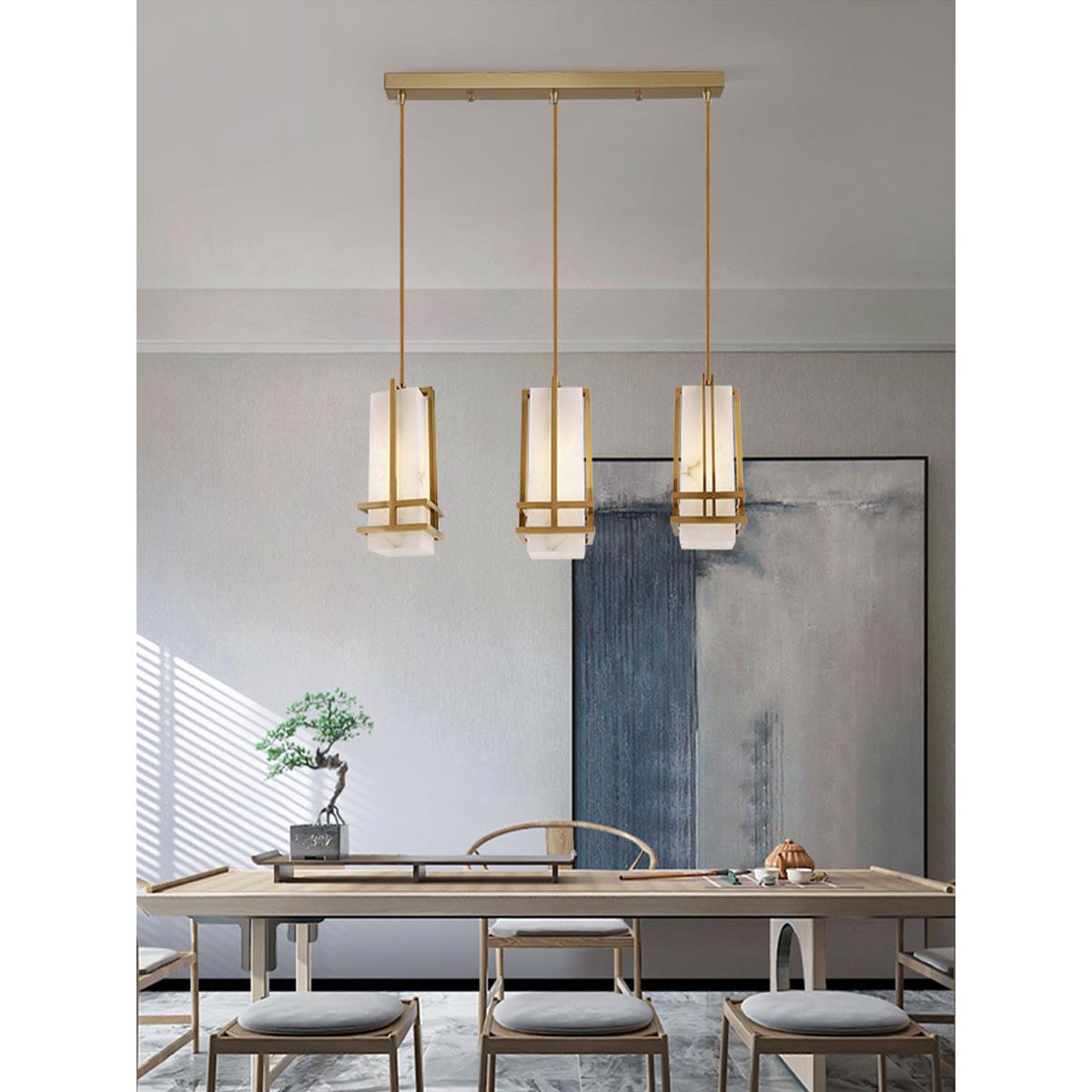 新中式卧室床头全铜云石小吊灯餐厅吧台茶室灯走廊客厅背景墙壁灯