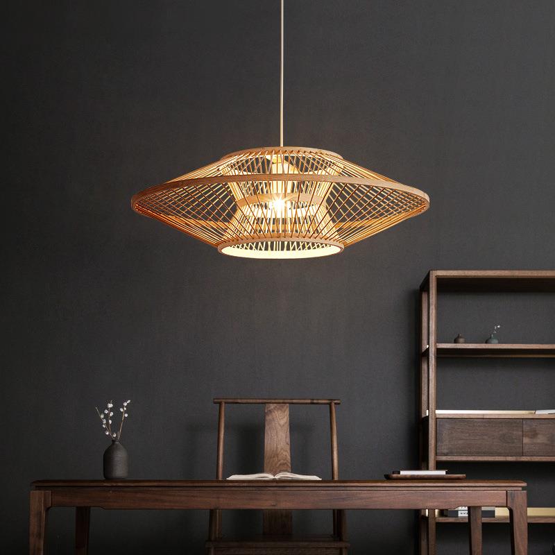 新中式吊灯日式民宿卧室客厅餐厅茶楼现代简约造竹编吊灯飞蝶