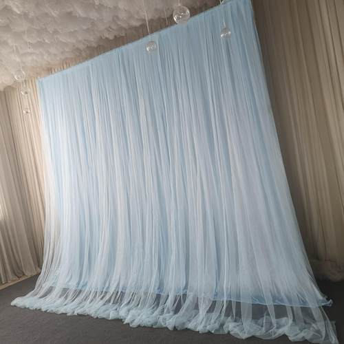 婚庆舞台背景纱幔婚礼场景布置雪纱幼儿园生日派对网纱装饰布