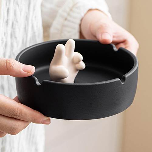 烟灰缸防飞灰高级感家用客厅烟缸创意个性潮流陶瓷烟灰缸趣味摆件