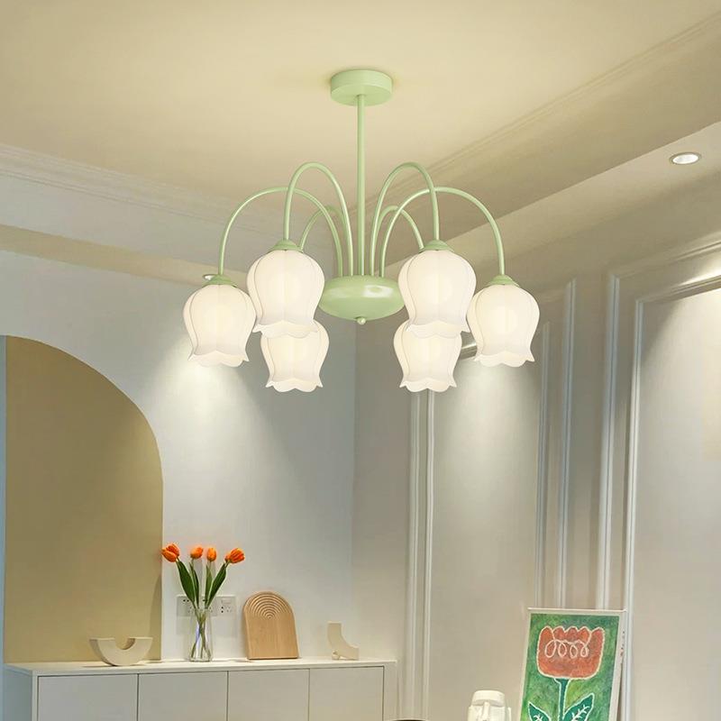 奶油风铃兰花清新系列风扇灯客厅吊灯现代创意治愈主卧餐厅