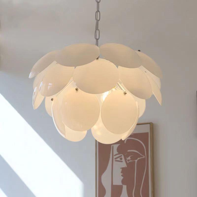 法式奶油风全光谱护眼松果吊灯 北欧轻奢温馨餐厅卧室书房玻璃灯
