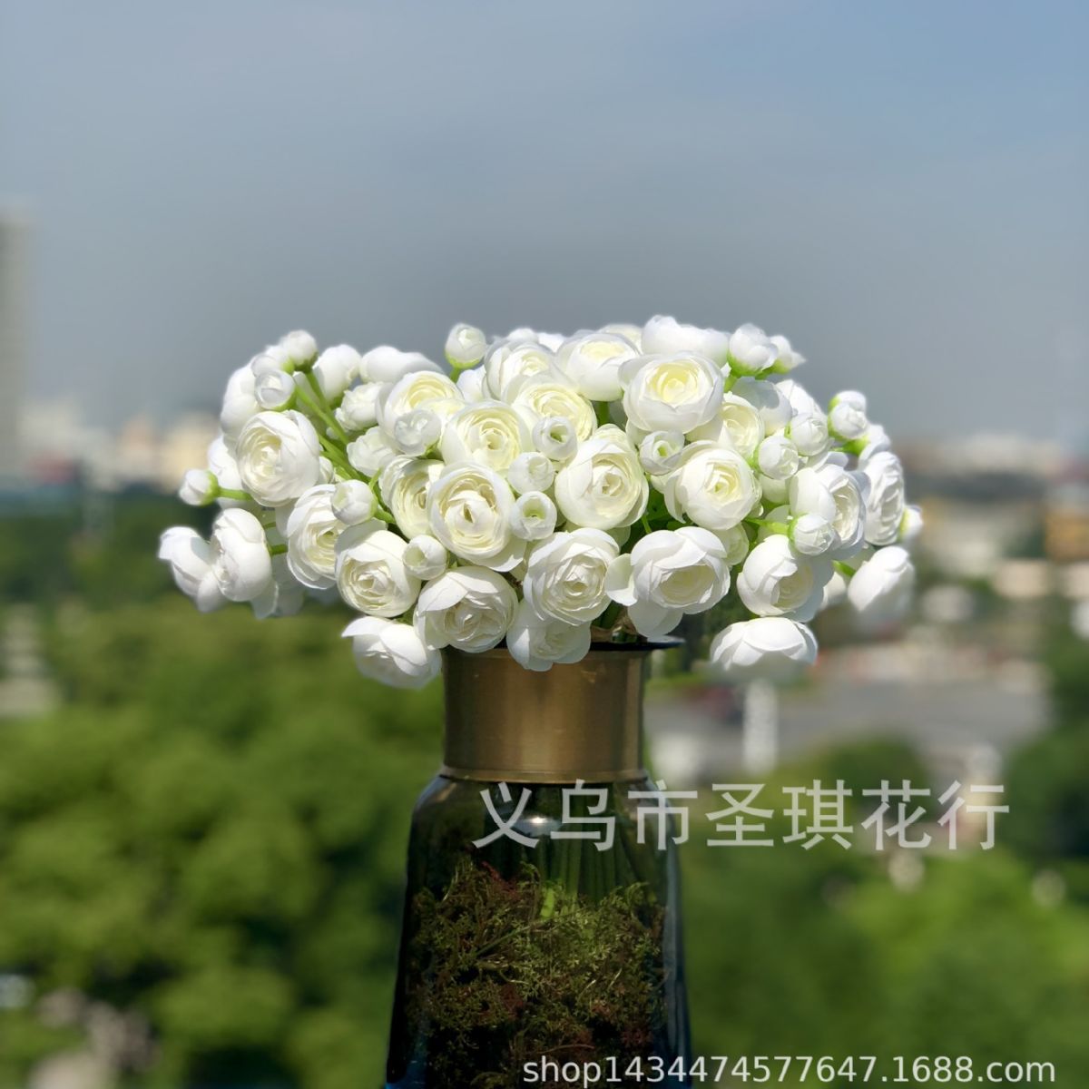 仿真花短枝露莲花束6头山茶梅