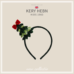 KeryHebn圣诞节儿童丝绒蝴蝶结圣诞树发夹女童头箍公主可爱头饰