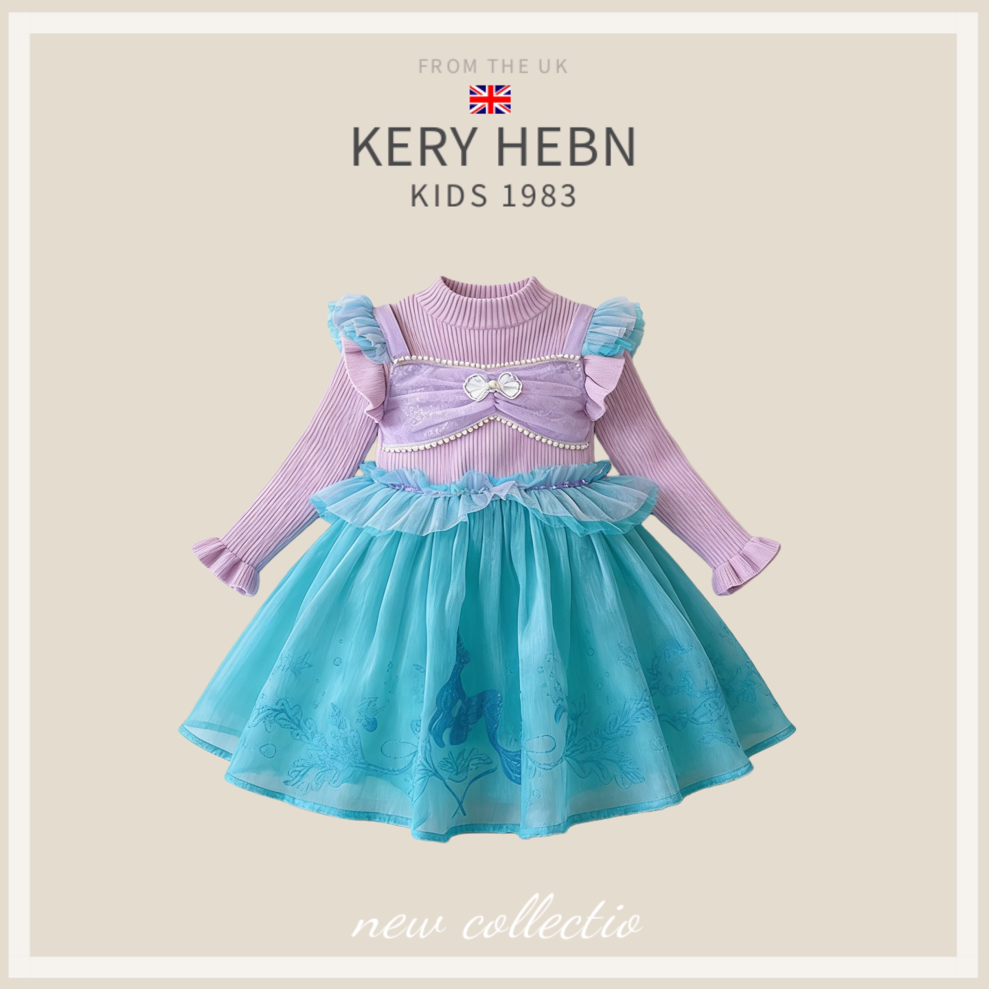 KeryHebn春秋儿童礼服裙冰雪奇缘女童爱莎公主裙美人鱼毛衣裙童裙