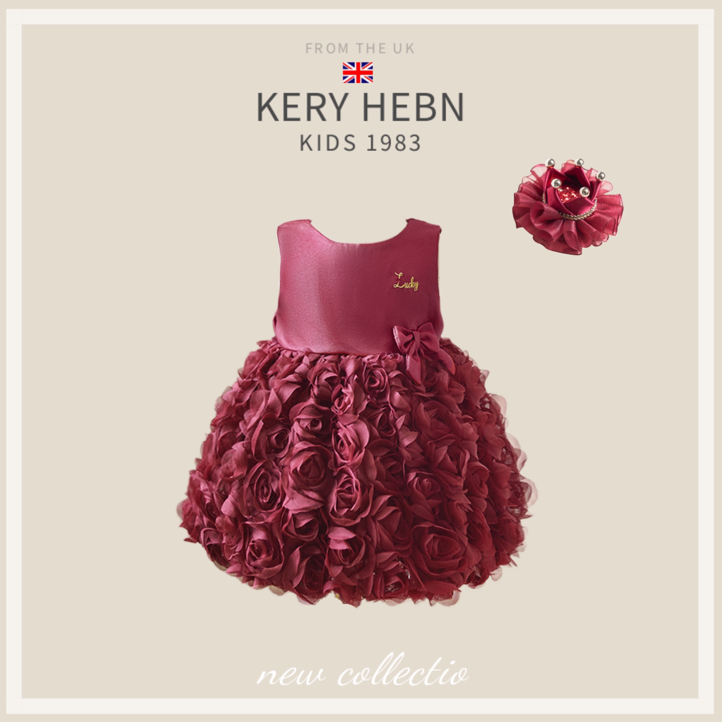 KeryHebn女童背心裙宝宝春季红色女小童周岁洋气公主裙生日礼服裙