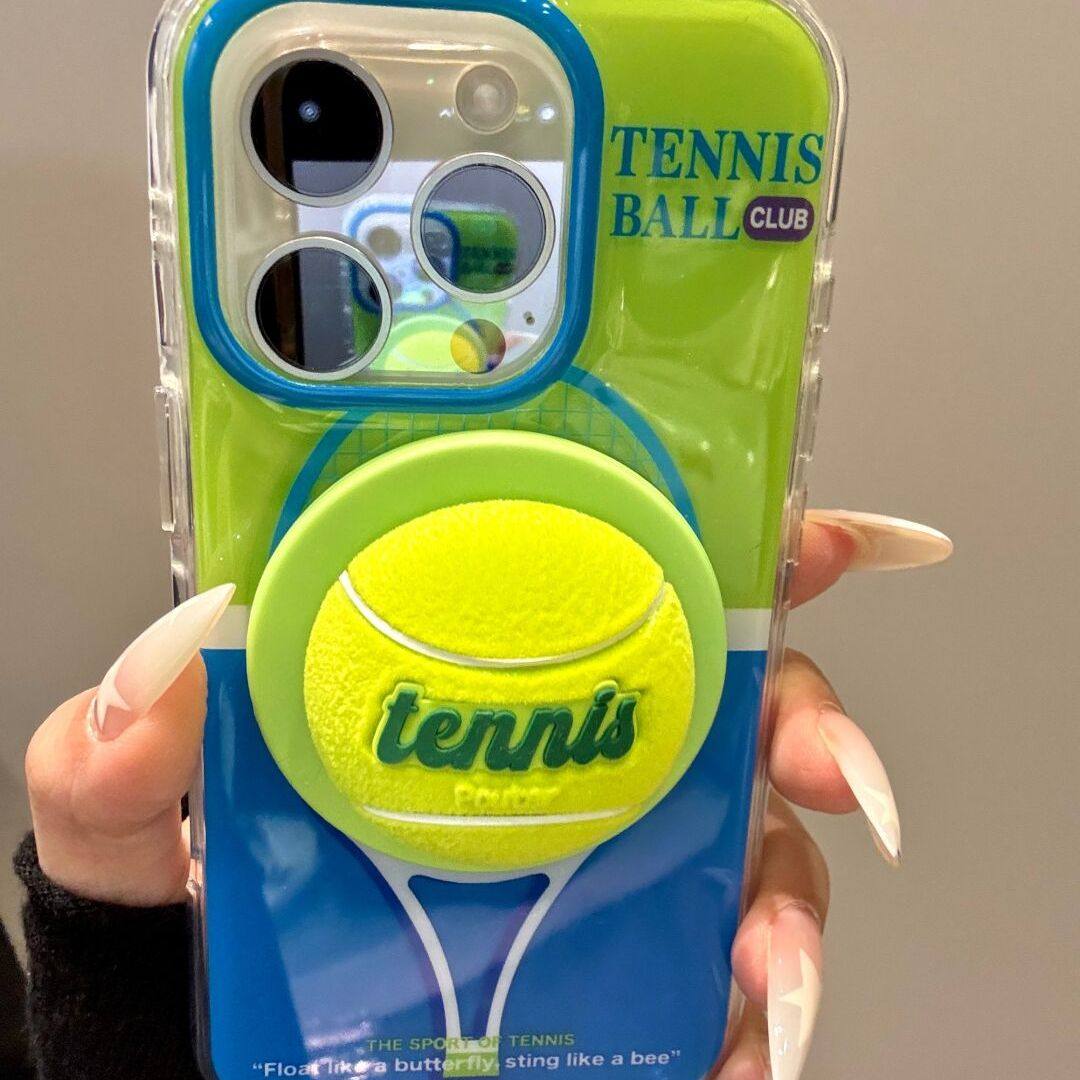 jellycat绿蓝拼接网球磁吸支架适用iPhone16promax苹果15promax创意不撞壳14promax潮牌13pro小众16pro保护套