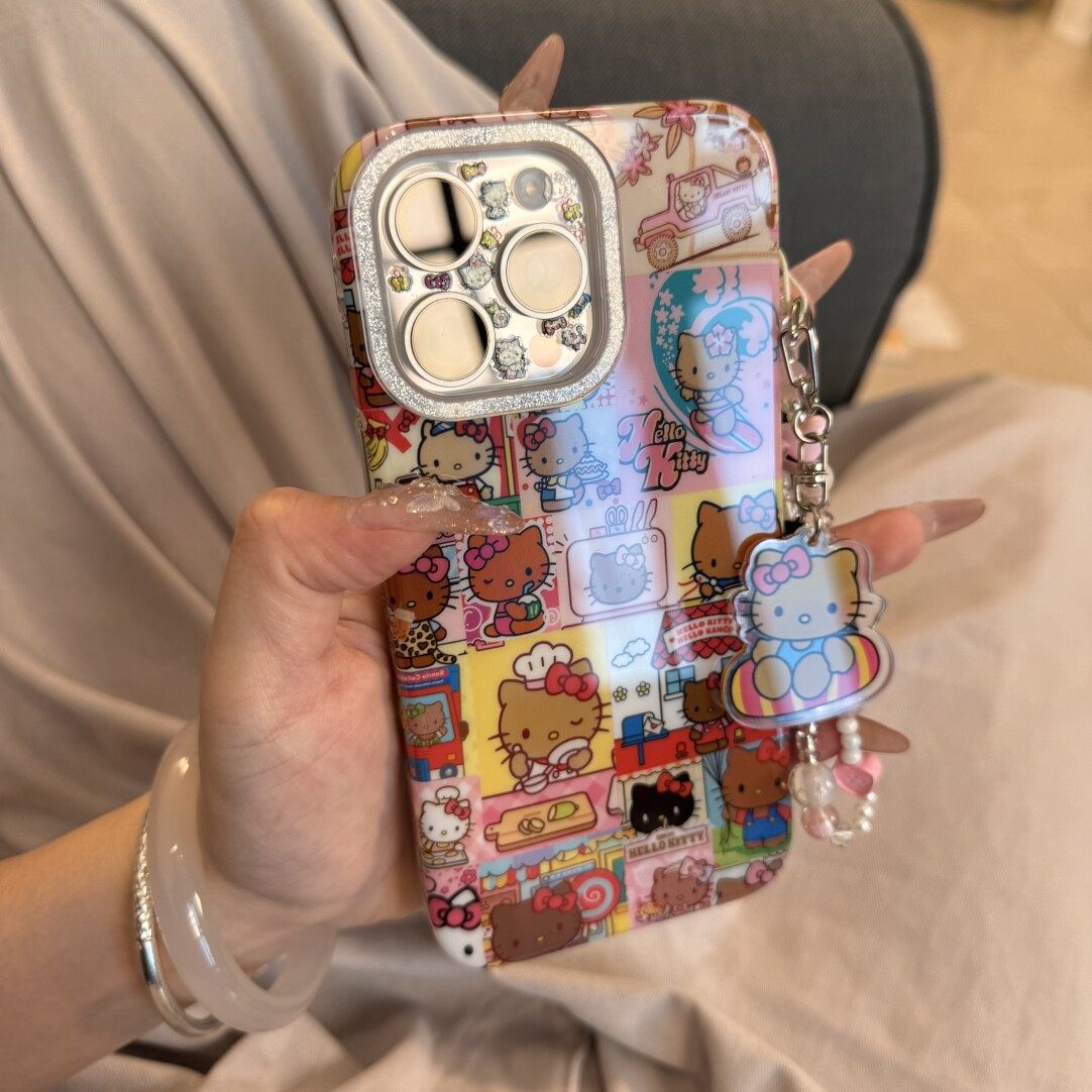 夏日度假风黑皮小猫挂件链条适用苹果17promax女新款iPho