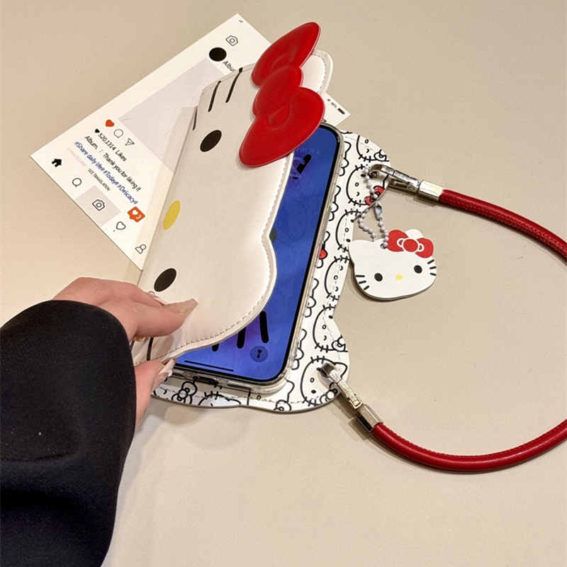 日韩ins网红翻盖大脸KT美乐蒂挂件手绳适用苹果15promax新款iPhone16promax手机壳14卡通可爱13小众16p防摔套