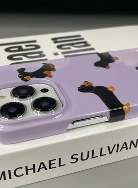小众腊肠狗适用苹果15手机壳iPhone17Promax高级感15pro新款13情侣17p紫色菲林壳14p卡通可爱16pro全包保护套