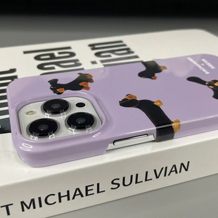 小众腊肠狗适用苹果15手机壳iPhone17Promax高级感15pro新款 13情侣17p紫色菲林壳14p卡通可爱16pro全包保护套