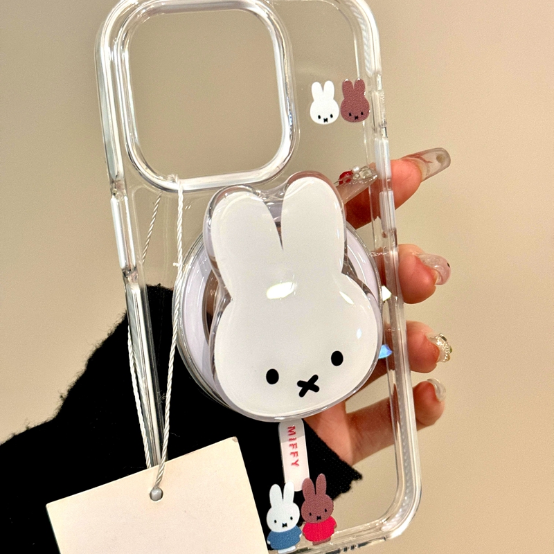 萌系可爱米菲兔磁吸支架适用iPhone16promax手机壳15promax女新款14卡通趣味13小众高级16简约透明全包防摔套