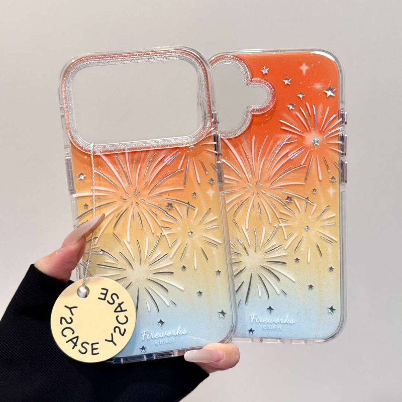 ins风鎏金渐变烟花闪钻星星适用苹果17promax新款iPhone16promax手机壳17Pro小众少女13高级感14个性15保护套