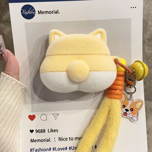 植绒柯基屁股适用苹果AirPods4降噪新款AirPods1/2苹果Airpods3耳机套无线蓝牙pro3耳机壳Airpodspro2耳机盒