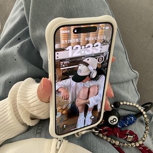 高级爱心镜子磁吸壳带个性挂绳支架磁吸17promax手机壳iPhone16promax可爱简约15promax女新款13小众12波漾壳