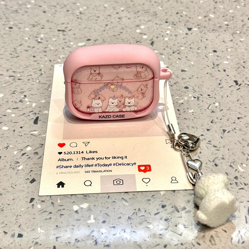 可爱粉色西高地耳机适用airpods4保护套airpodspro苹果无线蓝牙耳机套airpods3代卡通可爱pods硅胶软壳防摔套