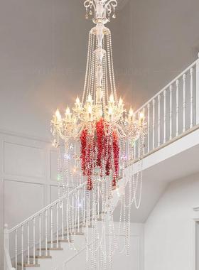 凯式乔法式轻奢水晶墅客厅挑高欧奢华挑别空楼梯Y277复楼大吊式灯
