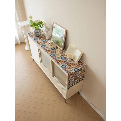 采购产品棉和亚花桌布麻，覆古旗，民族风格DMT长桌桌布装饰桌布