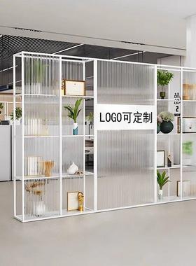 公司进门前台置物架玄GEV关lgoLoo墙办公室o玻璃隔断墙办公区g域