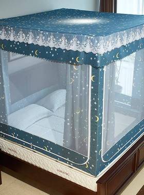 体遮光蚊帐床ZAV幔全封闭拉链一式坐床1.5米.8m用床公主床帘纹帐