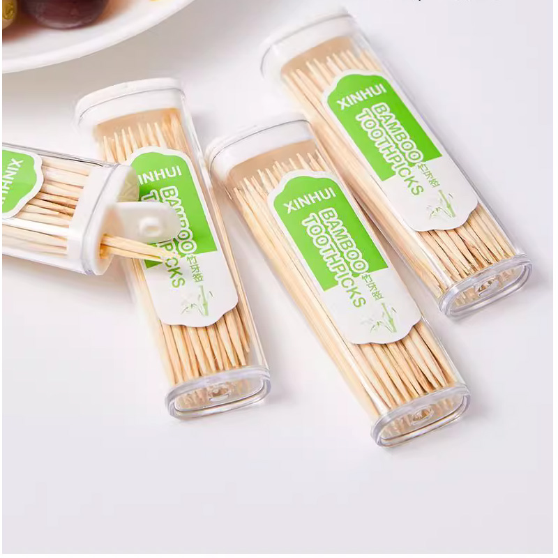 创意打火机盒装竹木牙签 便携式一次性双头家用迷你随身牙签盒
