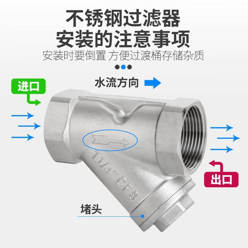 304不锈钢y型过滤器丫型自来水丝扣滤阀网201ppr快装式GL11W-16P