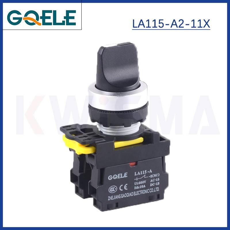 高桥GQELE/22mm自锁自复位2/二三档旋转按钮LA115-A2-11X